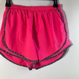 Womens Nike Dri Fit Running Shorts Swoosh Pink Black M Polyester